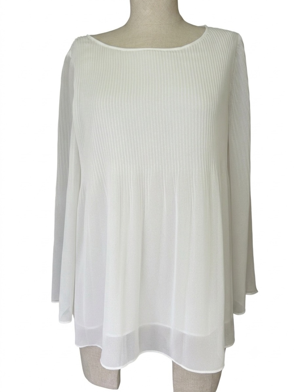 Max Studio Ivory Pleated Chiffon Tunic Blouse new with tags medium. - Picture 2 of 12
